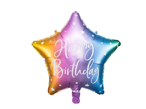 Picture of FOIL BALLOON STAR HAPPY BIRTHDAY RAINBOW 18 INCH